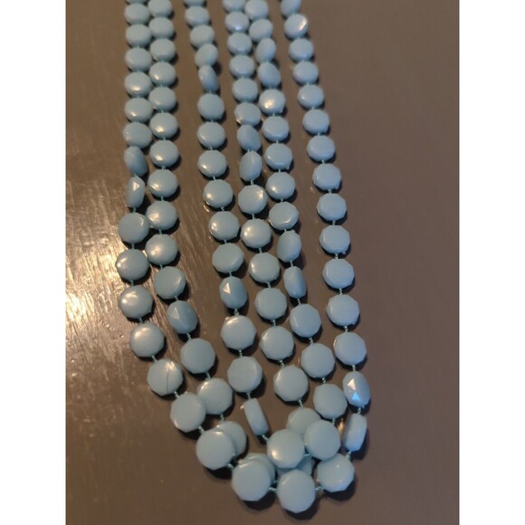 Three Strand Necklace Beaded Octogan Pastel Yellow Pink Blue Vintage Lot Of 3 - Picture 5 of 9